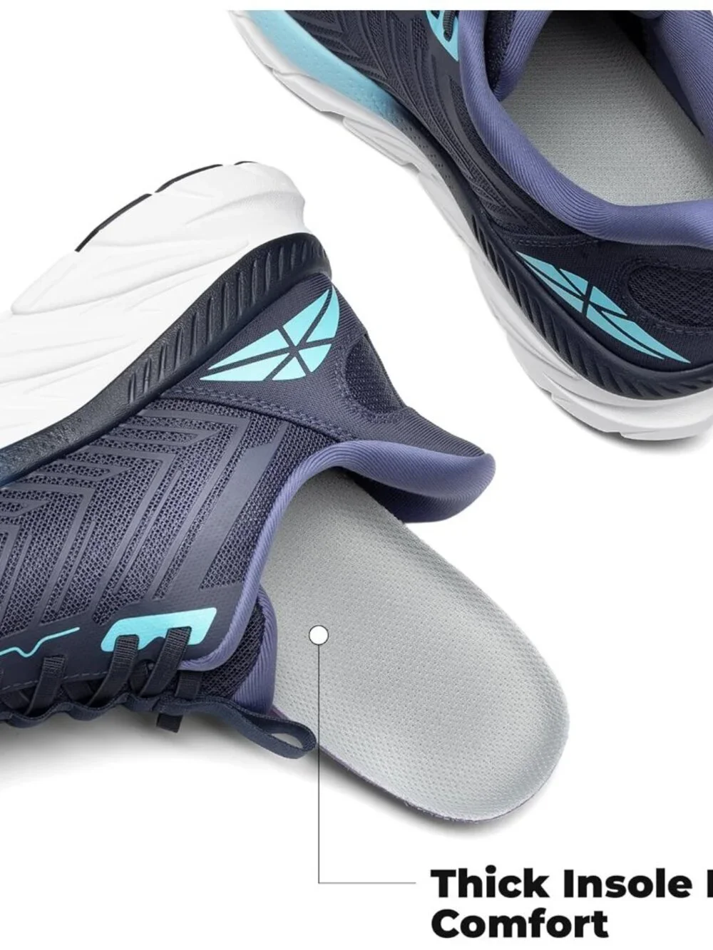 Women's Blue Slip On Walking Shoes Running Comfortable Breathable Sneakers